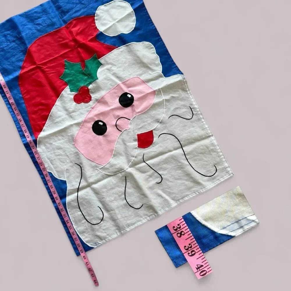 Santa Christmas Flag 28"x40" Garden House Yard Porch 1994 Holly - Picture 2 of 3